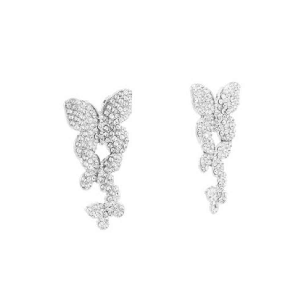 •Dazzle Me• Rhinestone Butterfly Dangle Earrings - Picture 3 of 3